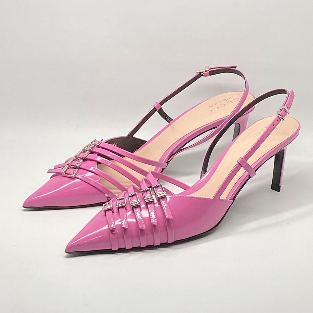 Gucci Seraphine 75MM Leather Slingback Pumps size 40